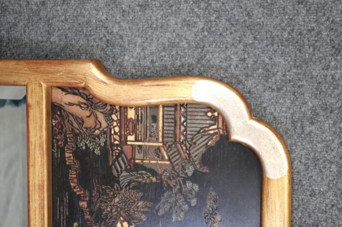 labarge chinoiserie mirror with gold leaf and sophisticated lines 0094