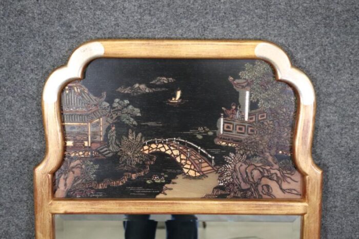 labarge chinoiserie mirror with gold leaf and sophisticated lines 2643