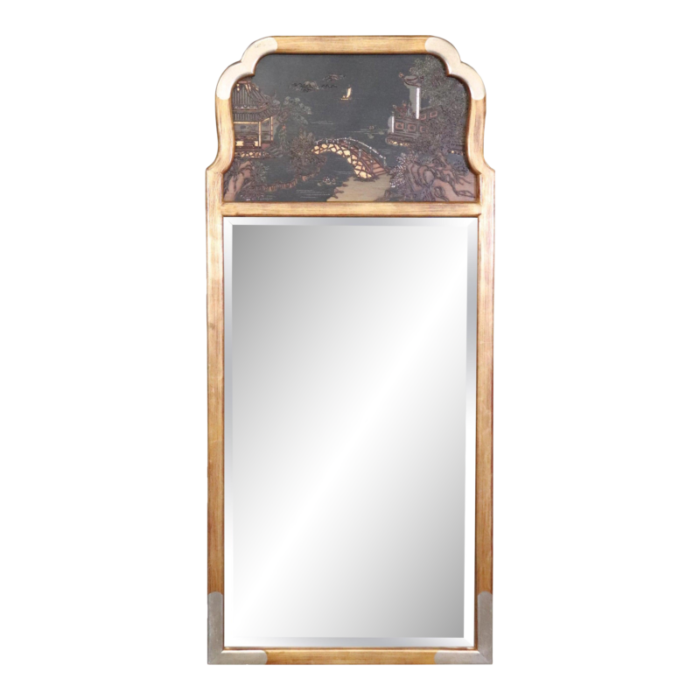 labarge chinoiserie mirror with gold leaf and sophisticated lines 8247