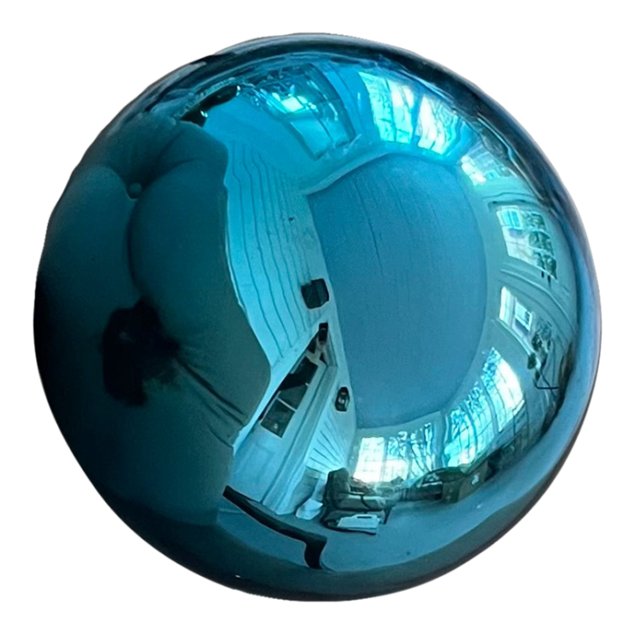 large blue mercury glass garden gazing sphere or witchs ball 4592