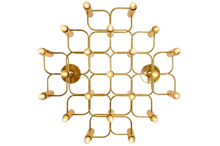 large brass ceiling lamp by sciolari for leola 1970s 1