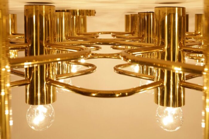 large brass ceiling lamp by sciolari for leola 1970s 13