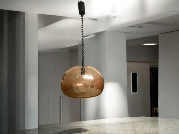 large brown transparent acrylic hanging light 1970s 4