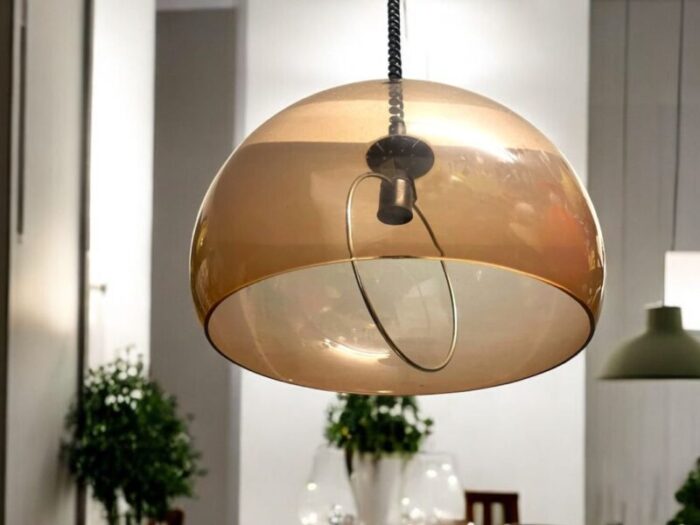 large brown transparent acrylic hanging light 1970s 5