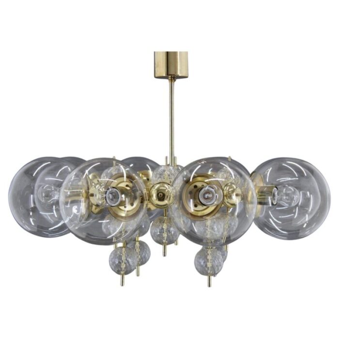 large chandelier in brass finish attributed to kamenicky senov 1970s 1