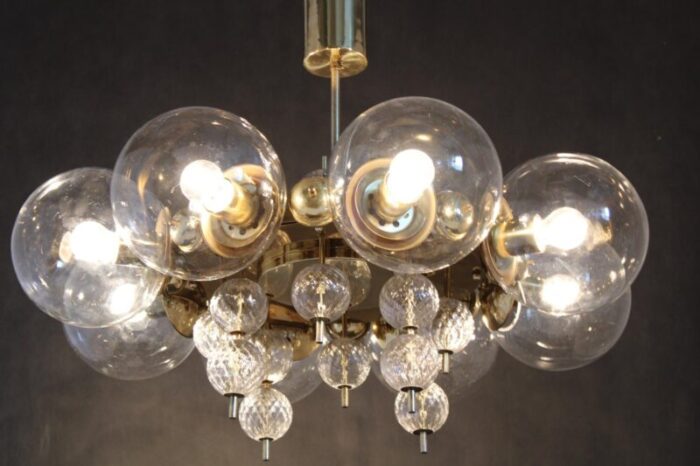 large chandelier in brass finish attributed to kamenicky senov 1970s 12