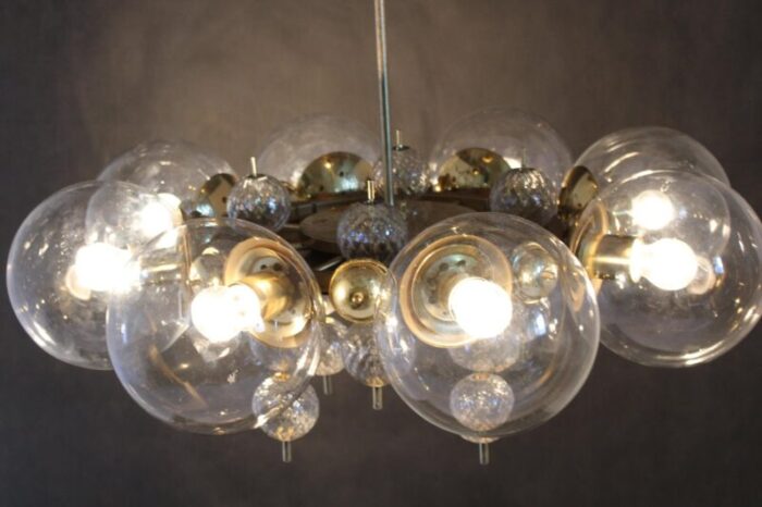 large chandelier in brass finish attributed to kamenicky senov 1970s 13