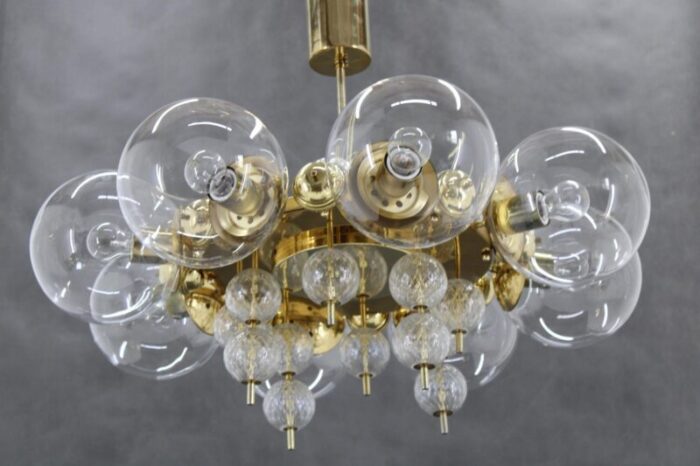 large chandelier in brass finish attributed to kamenicky senov 1970s 2