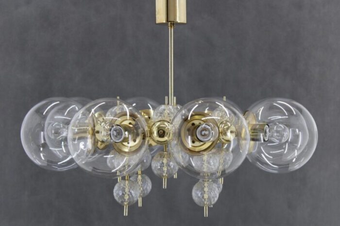 large chandelier in brass finish attributed to kamenicky senov 1970s 3