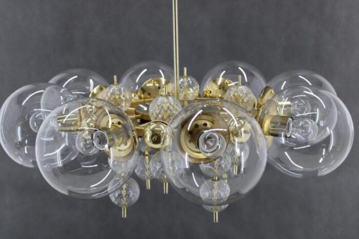 large chandelier in brass finish attributed to kamenicky senov 1970s 4