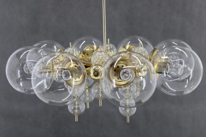 large chandelier in brass finish attributed to kamenicky senov 1970s 8