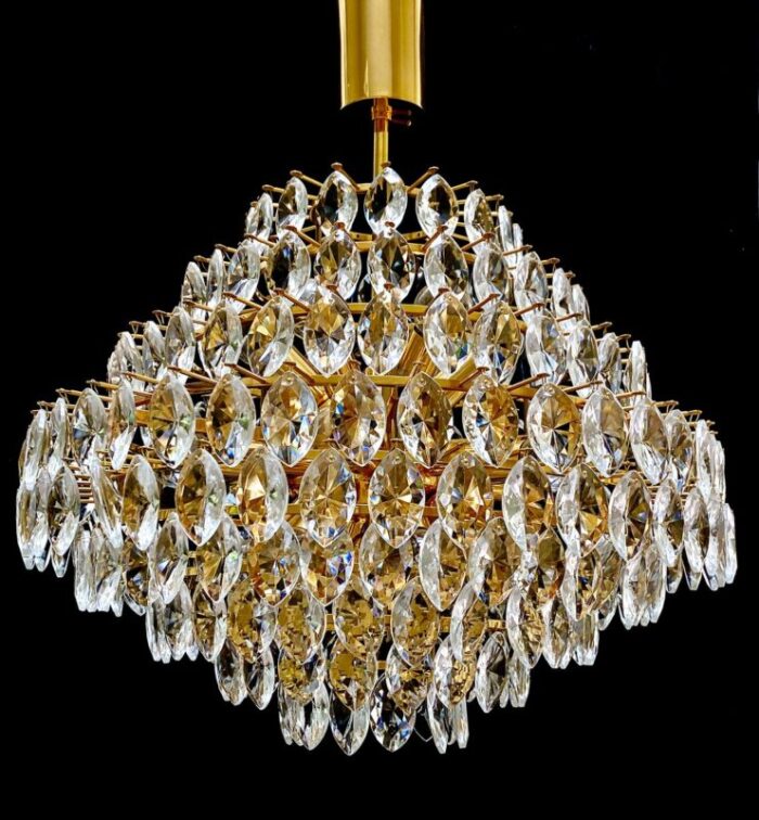 large chandelier in crystal and brass from bakalowits soehne 1960s 10