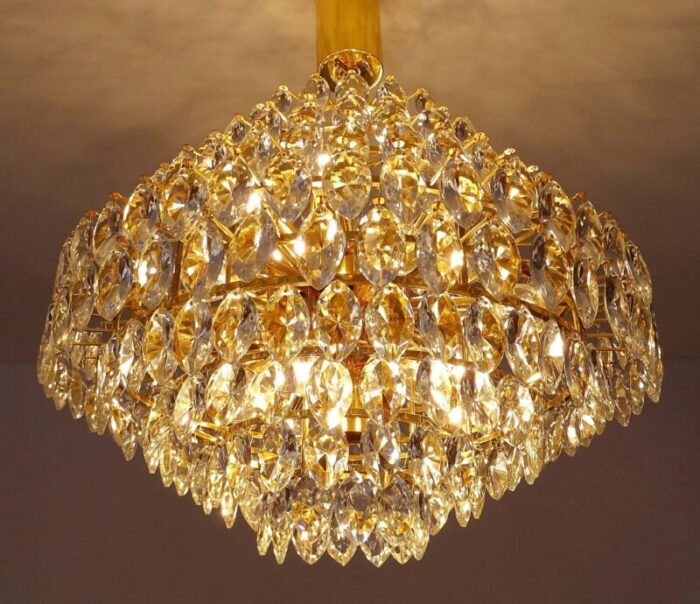 large chandelier in crystal and brass from bakalowits soehne 1960s 12