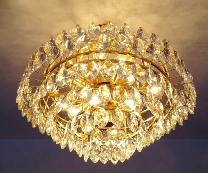 large chandelier in crystal and brass from bakalowits soehne 1960s 13