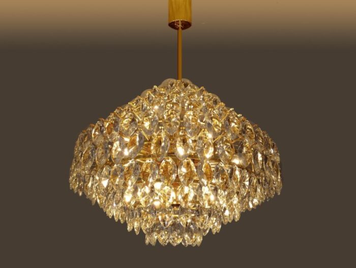 large chandelier in crystal and brass from bakalowits soehne 1960s 15