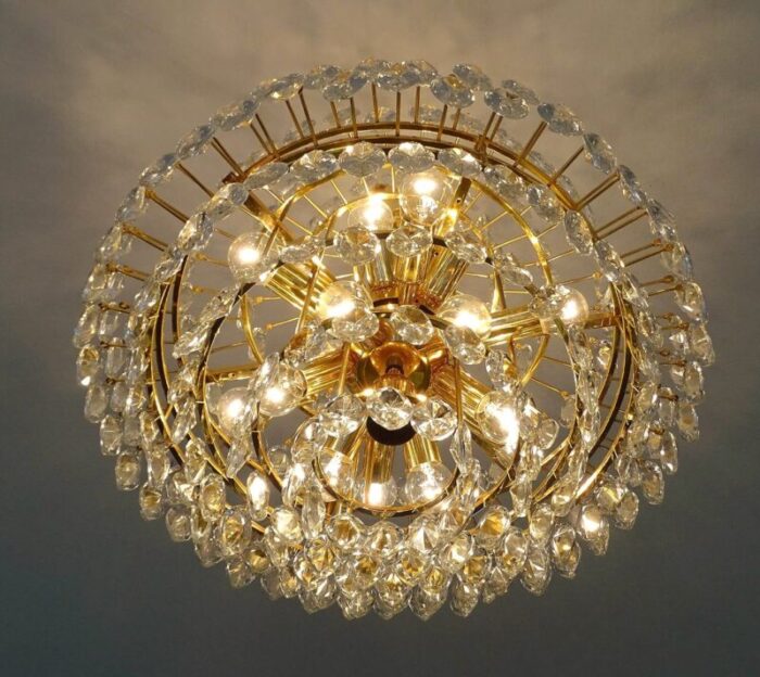 large chandelier in crystal and brass from bakalowits soehne 1960s 16