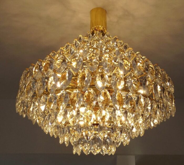 large chandelier in crystal and brass from bakalowits soehne 1960s 17