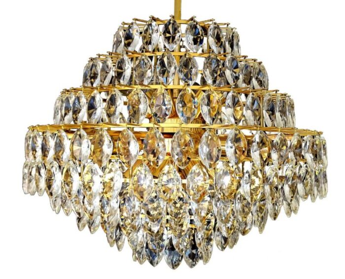 large chandelier in crystal and brass from bakalowits soehne 1960s 18