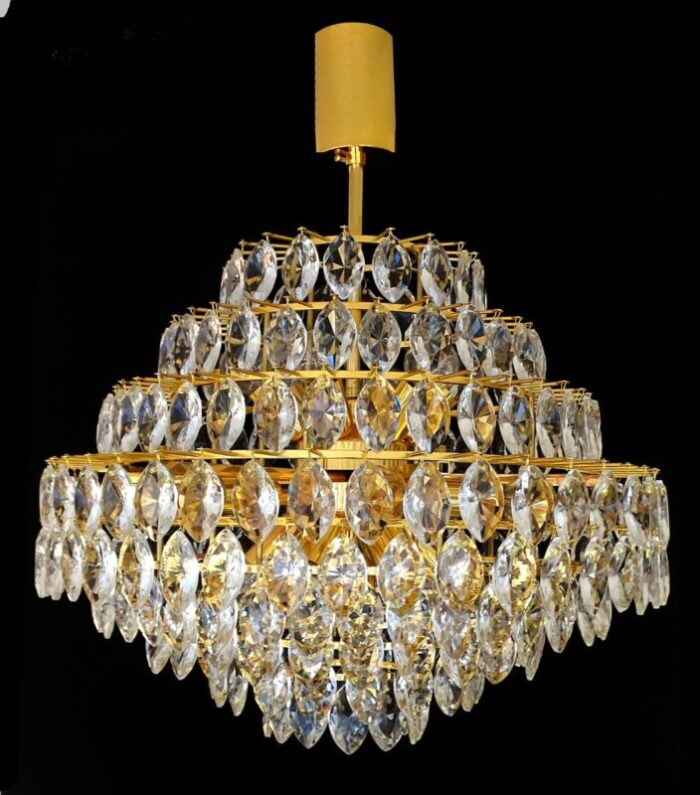 large chandelier in crystal and brass from bakalowits soehne 1960s 20