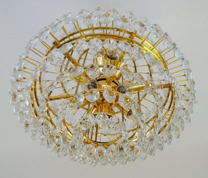 large chandelier in crystal and brass from bakalowits soehne 1960s 21