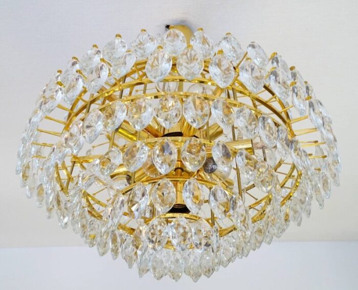 large chandelier in crystal and brass from bakalowits soehne 1960s 23