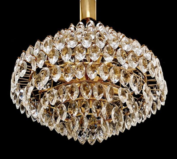 large chandelier in crystal and brass from bakalowits soehne 1960s 24