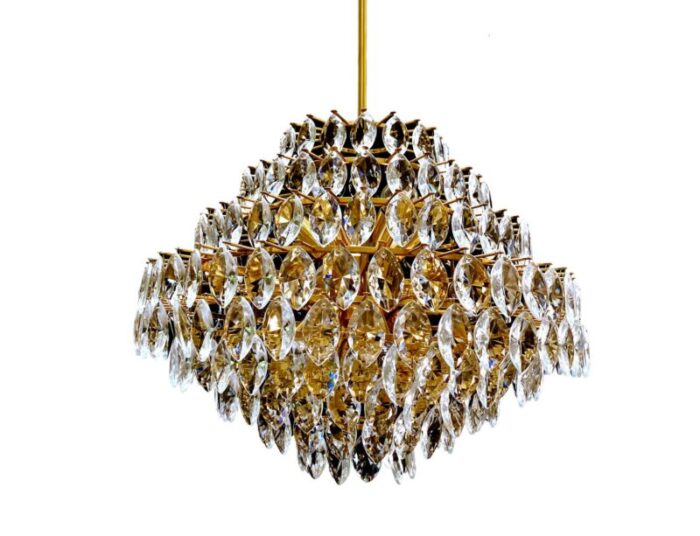 large chandelier in crystal and brass from bakalowits soehne 1960s 4