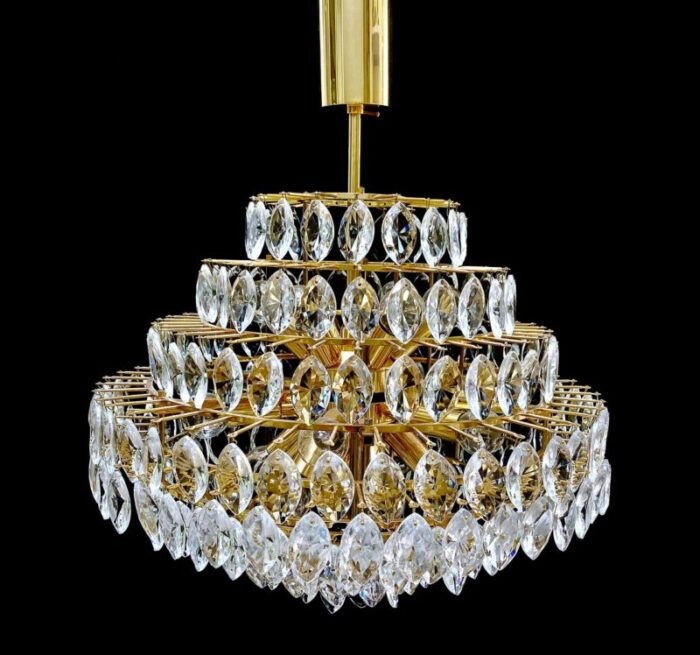 large chandelier in crystal and brass from bakalowits soehne 1960s 5