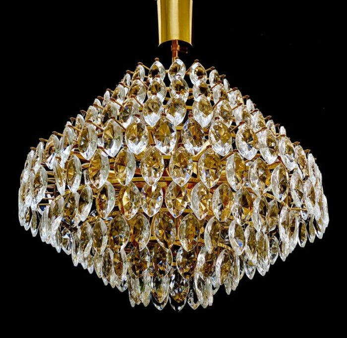 large chandelier in crystal and brass from bakalowits soehne 1960s 6