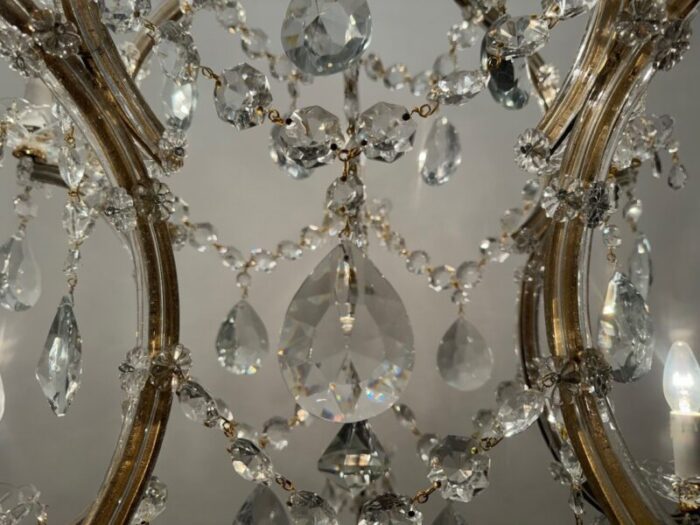 large crystal murano chandeliers maria teresa 1960s set of 2 13