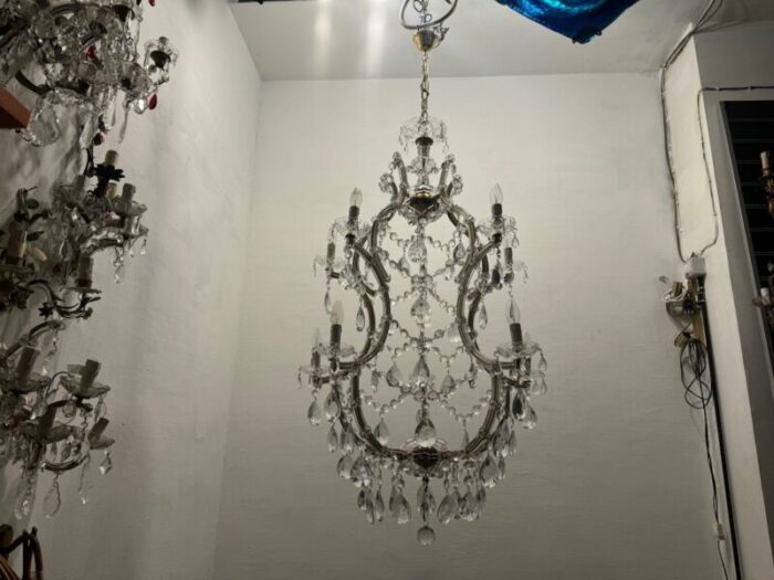 large crystal murano chandeliers maria teresa 1960s set of 2 15