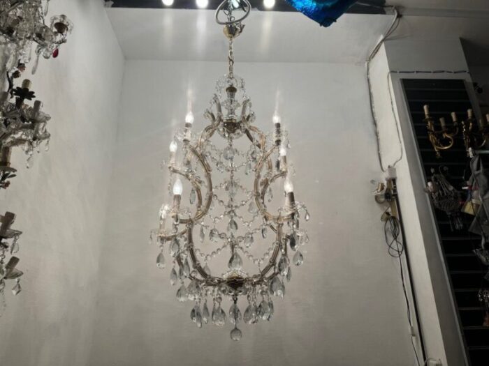 large crystal murano chandeliers maria teresa 1960s set of 2 16