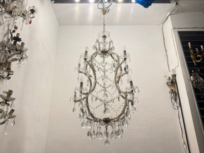 large crystal murano chandeliers maria teresa 1960s set of 2 17