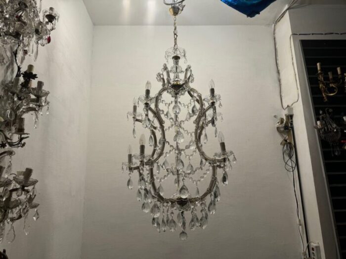 large crystal murano chandeliers maria teresa 1960s set of 2 8