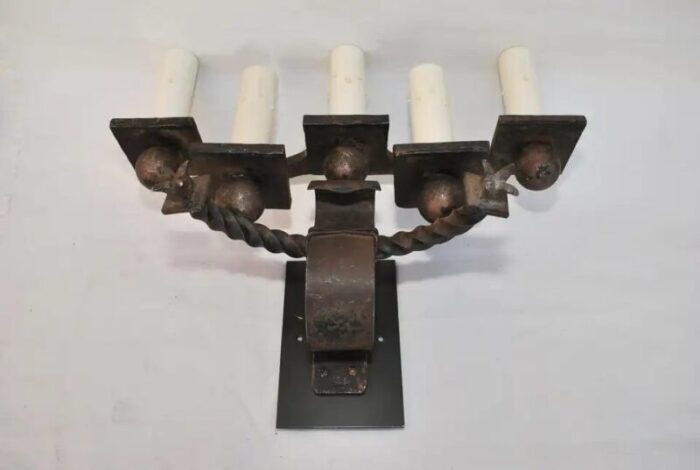 large french 1920s wrought iron sconces a pair 4667