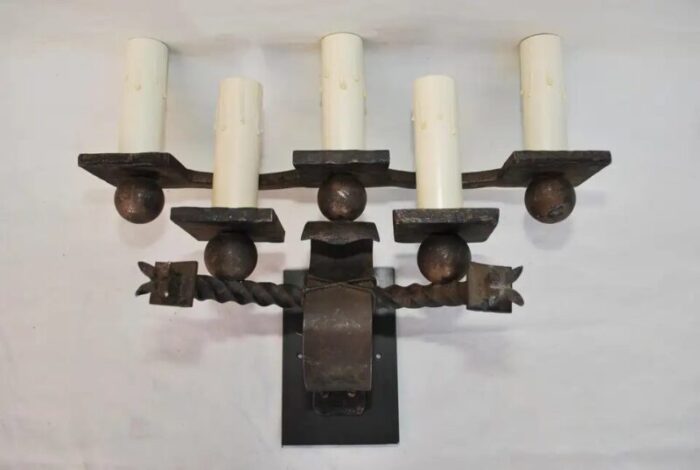 large french 1920s wrought iron sconces a pair 9740