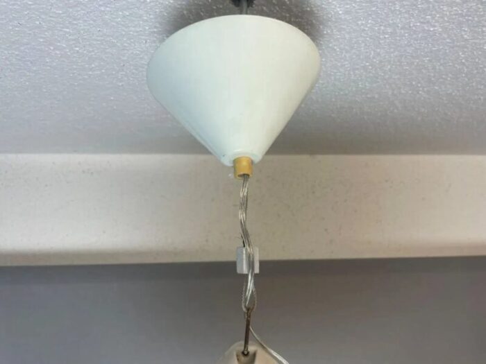 large industrial scandinavian white aluminium hanging lamp england 1970s 5