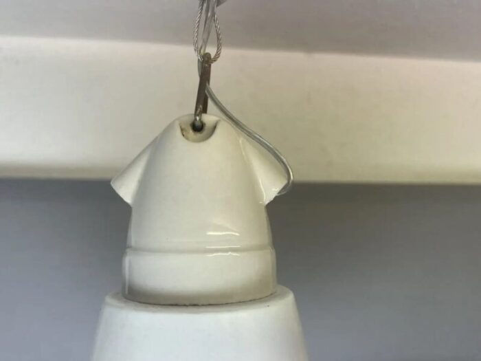 large industrial scandinavian white aluminium hanging lamp england 1970s 6