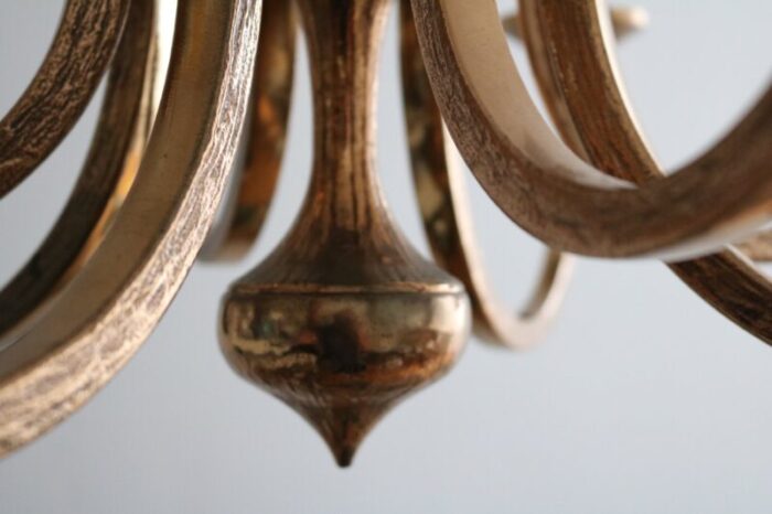 large italian brutalist bronze chandelier 1960s 5