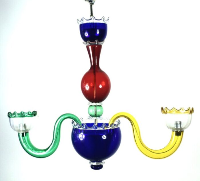 large italian multicolored murano glass chandelier 1