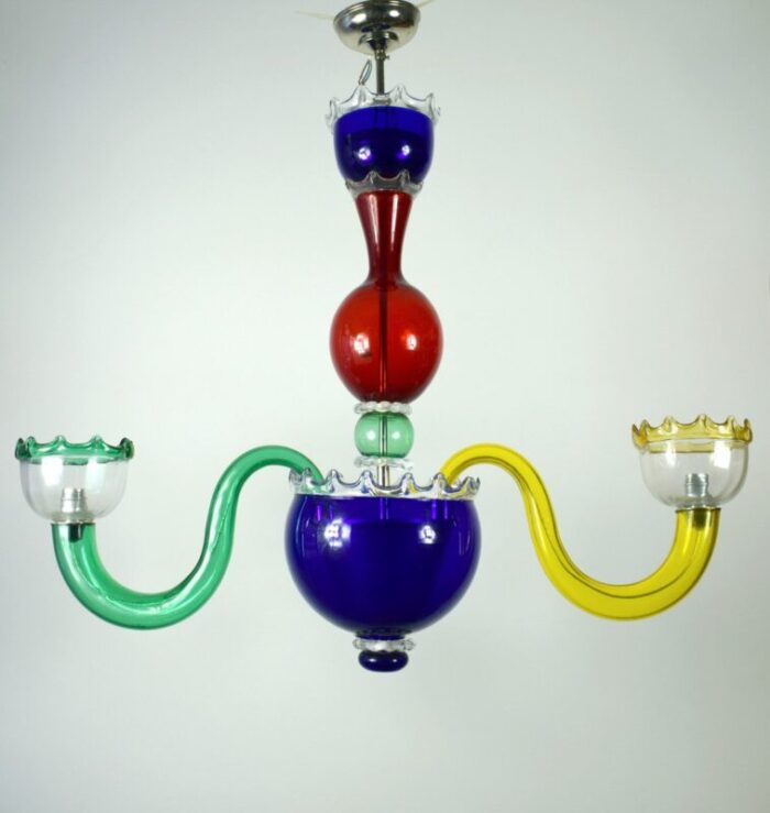 large italian multicolored murano glass chandelier 2