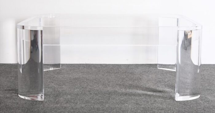 large lucite and glass coffee table by les prismatiques 1970s 6236