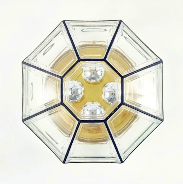 large mid century glass ceiling light from limburg 1960s 1