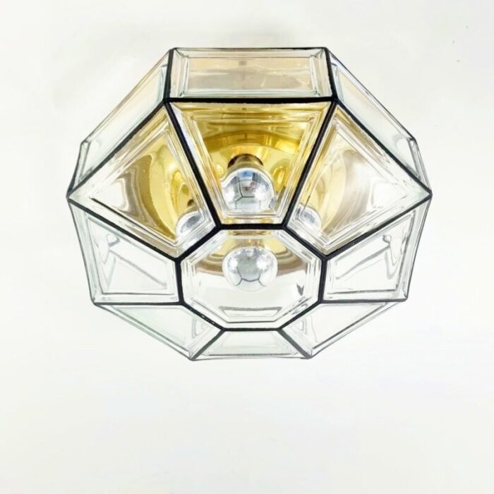 large mid century glass ceiling light from limburg 1960s 2