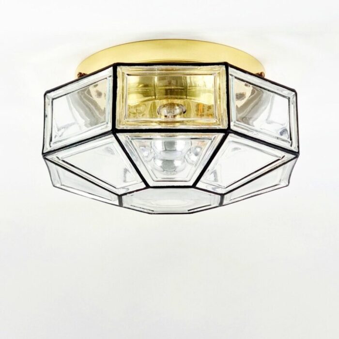 large mid century glass ceiling light from limburg 1960s 4