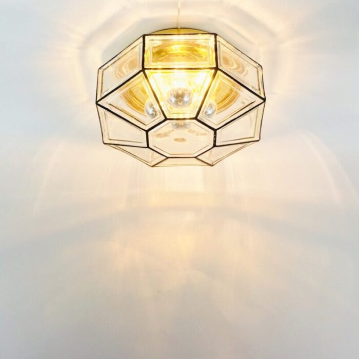 large mid century glass ceiling light from limburg 1960s 6