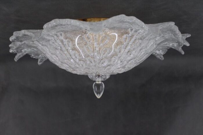 large murano glass flush mount ceiling light italy 1980s 4