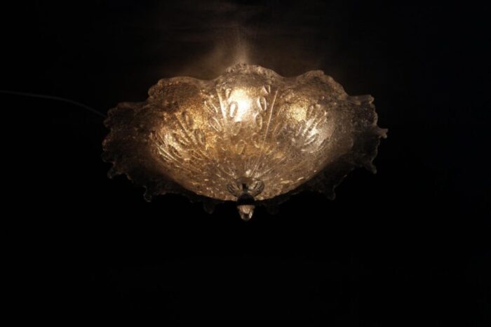 large murano glass flush mount ceiling light italy 1980s 9