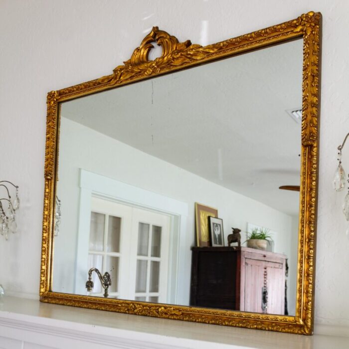 large neoclassical giltwood and gesso overmantle mirror 4907