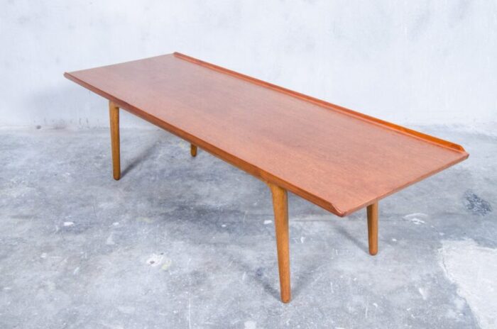 large teak oak coffee table by aksel bender madsen for bovenkamp 1960s 3